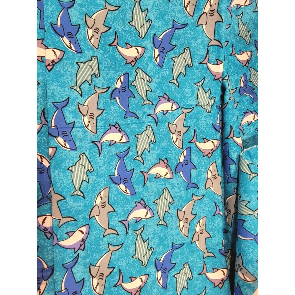 Sharks On Turquoise Blue Cotton Fabric Jo-Ann 1 Yd 25 Inch New